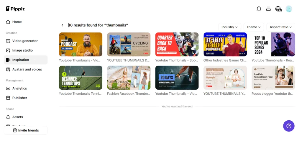 Video-editing platform home screen and template gallery