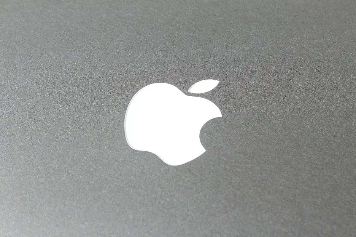 MacBook startup screen showing the Apple logo during boot