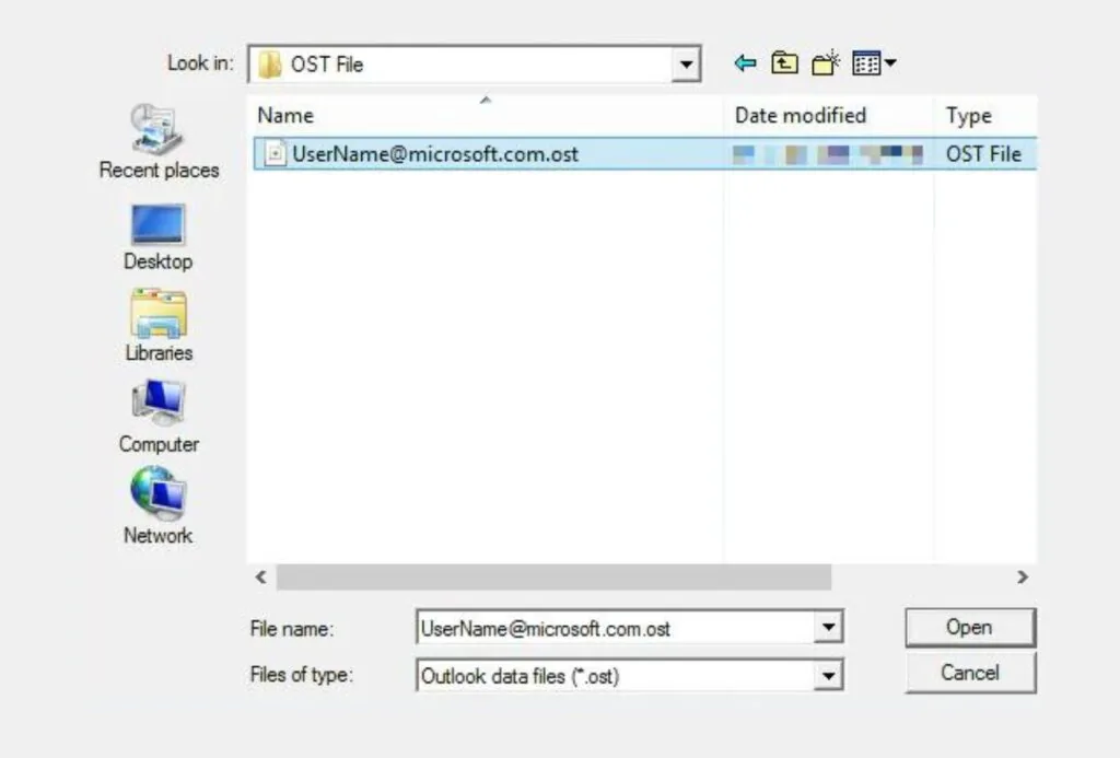 OST fájl megnyitása Microsoft Outlook használatával