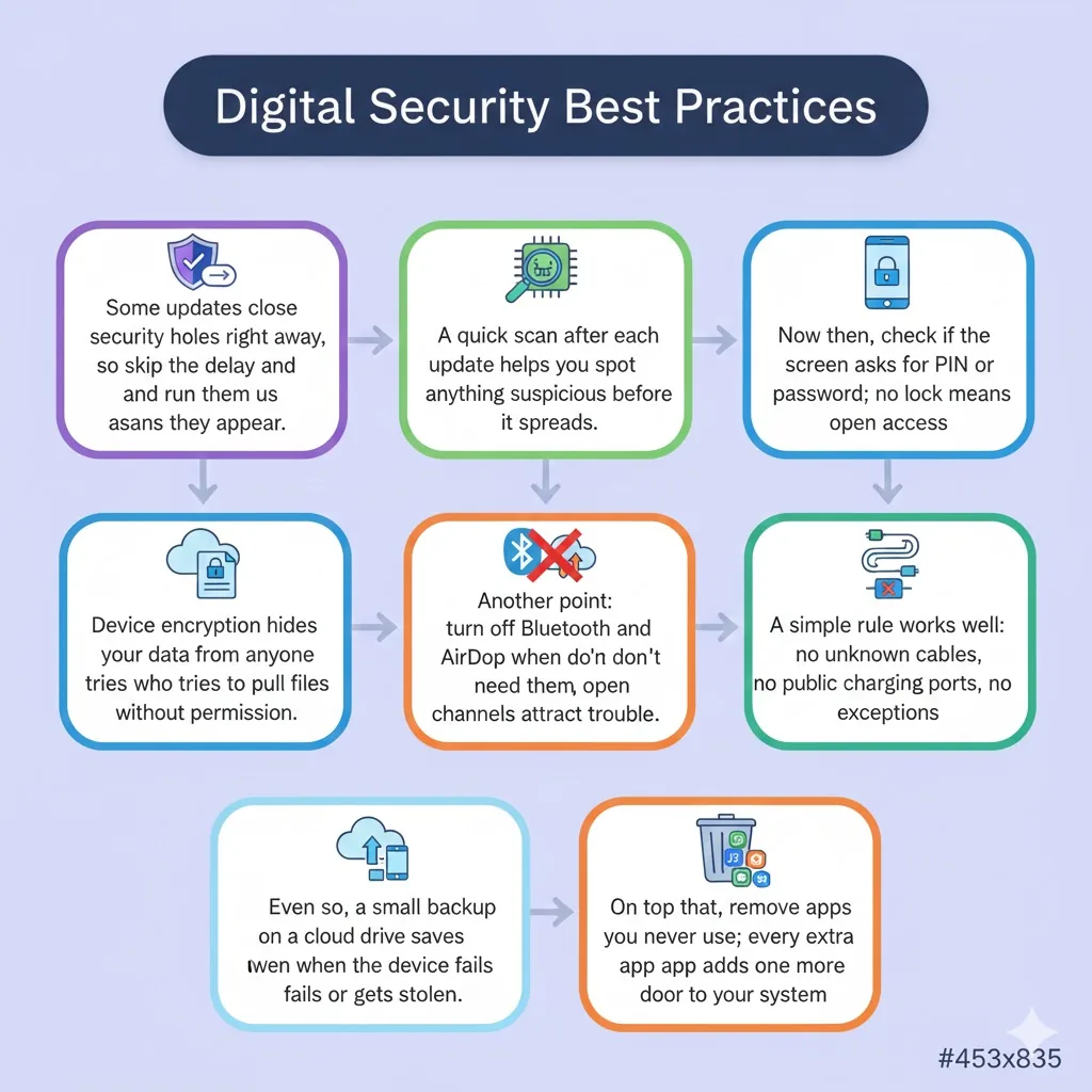 Infographic outlining digital security best practices