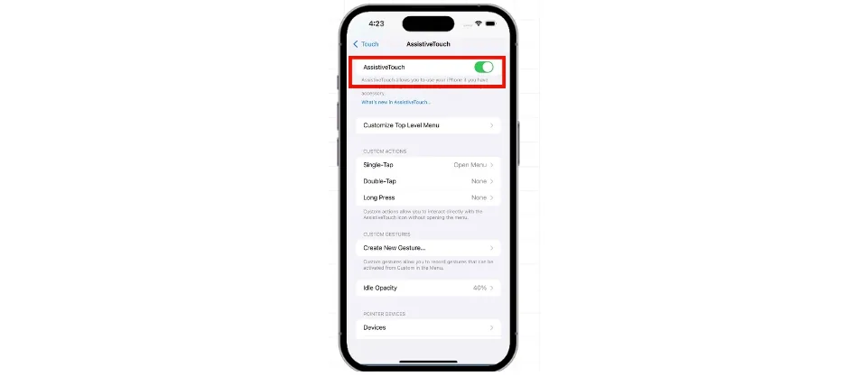 Turn on AssistiveTouch